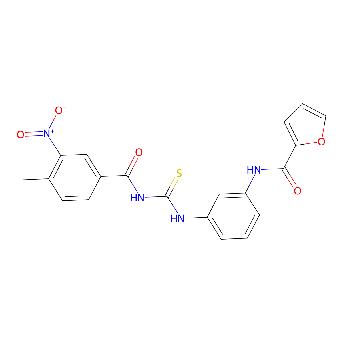 N-[3-[(4-methyl-3-nitrobenzoyl)carbamothioylamino]phenyl]furan-2-carboxamide molecular structure, CAS 428477-37-6