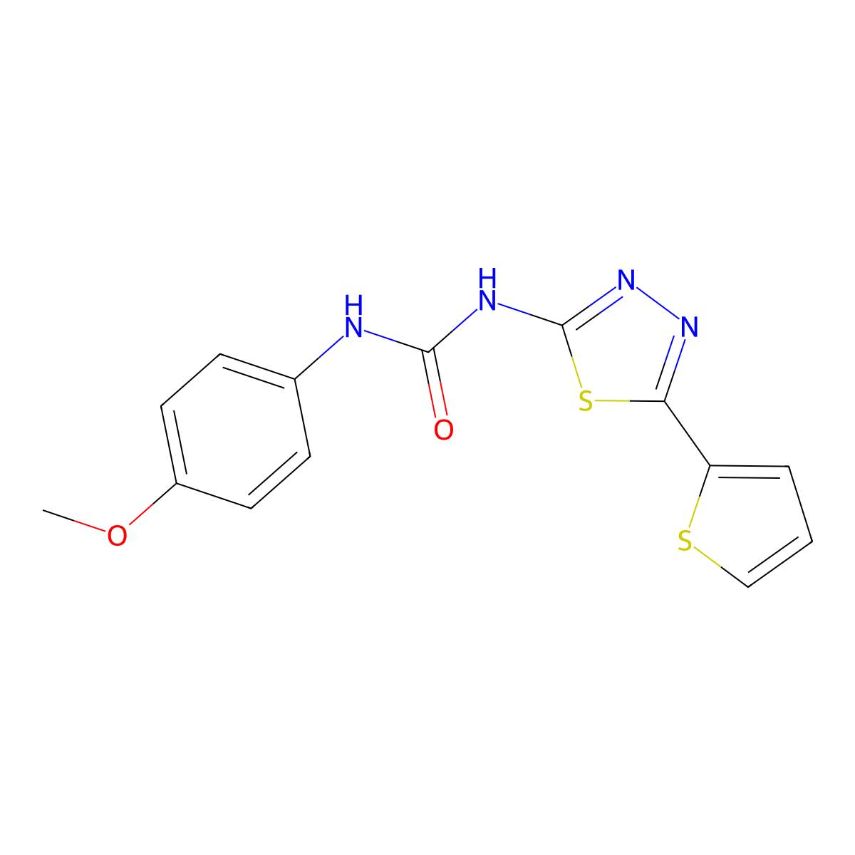 1-(4-Methoxyphenyl)-3-(5-thiophen-2-yl-1,3,4-thiadiazol-2-yl)urea molecular structure, CAS 428477-52-5