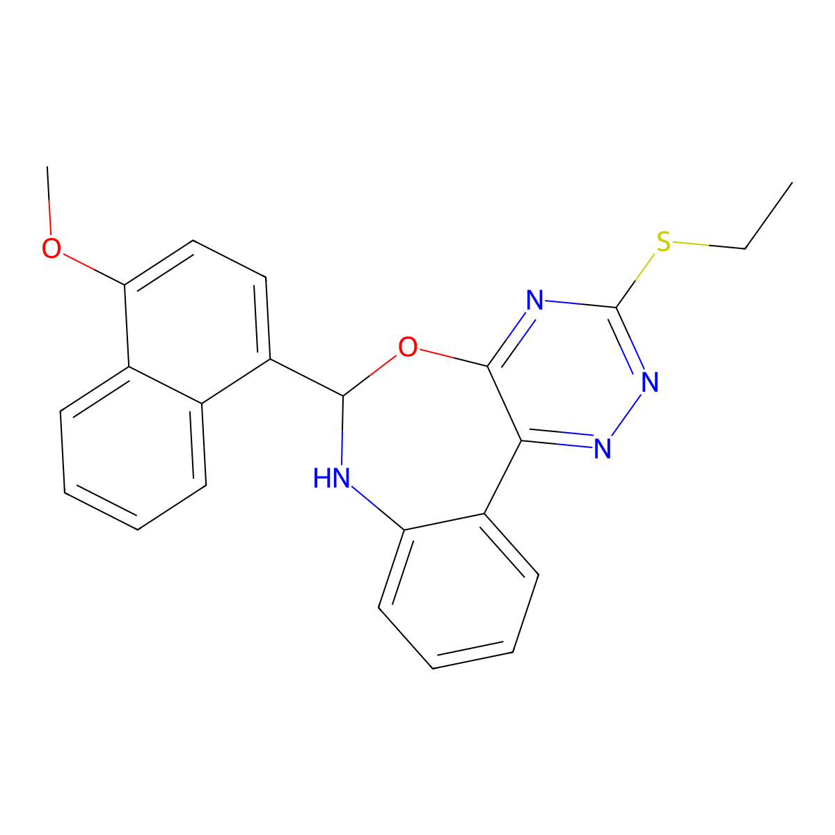 3-Ethylsulfanyl-6-(4-methoxynaphthalen-1-yl)-6,7-dihydro-[1,2,4]triazino[5,6-d][3,1]benzoxazepine molecular structure, CAS 428477-61-6