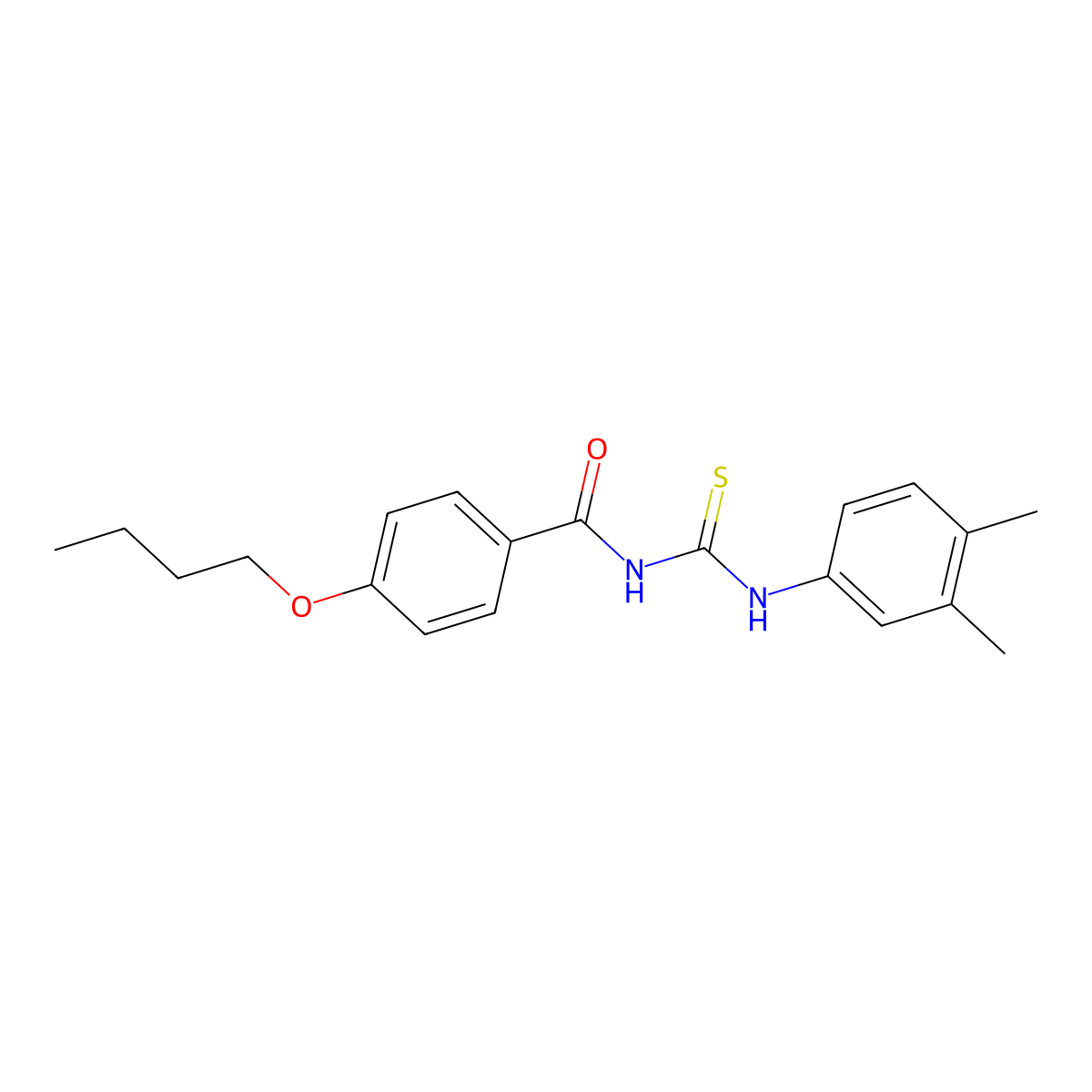 4-butoxy-N-[(3,4-dimethylphenyl)carbamothioyl]benzamide molecular structure, CAS 428477-75-2