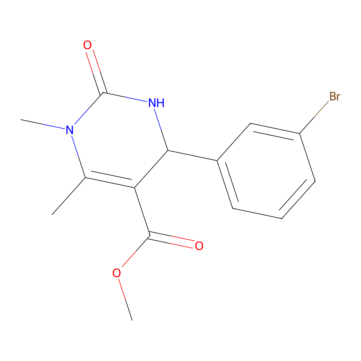 Methyl 4-(3-bromophenyl)-1,6-dimethyl-2-oxo-1,2,3,4-tetrahydropyrimidine-5-carboxylate molecular structure, CAS 428478-01-7