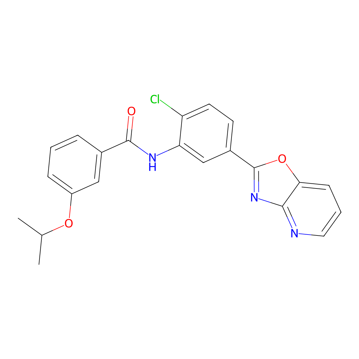 N-[2-chloro-5-([1,3]oxazolo[4,5-b]pyridin-2-yl)phenyl]-3-propan-2-yloxybenzamide molecular structure, CAS 428478-28-8
