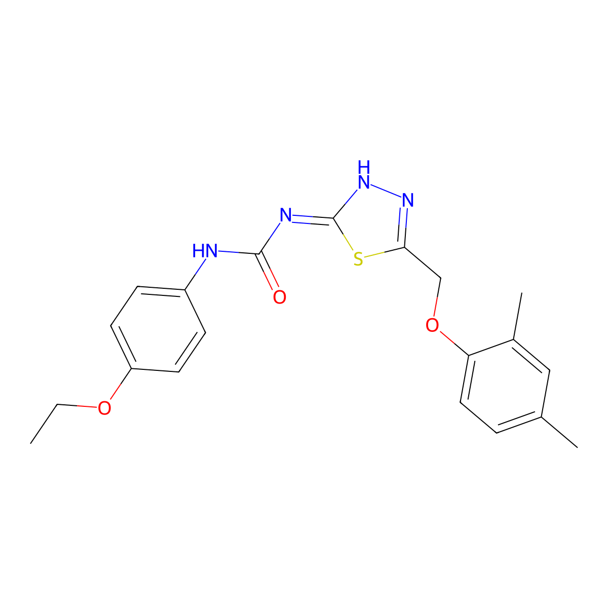 1-[5-[(2,4-Dimethylphenoxy)methyl]-1,3,4-thiadiazol-2-yl]-3-(4-ethoxyphenyl)urea molecular structure, CAS 428478-31-3