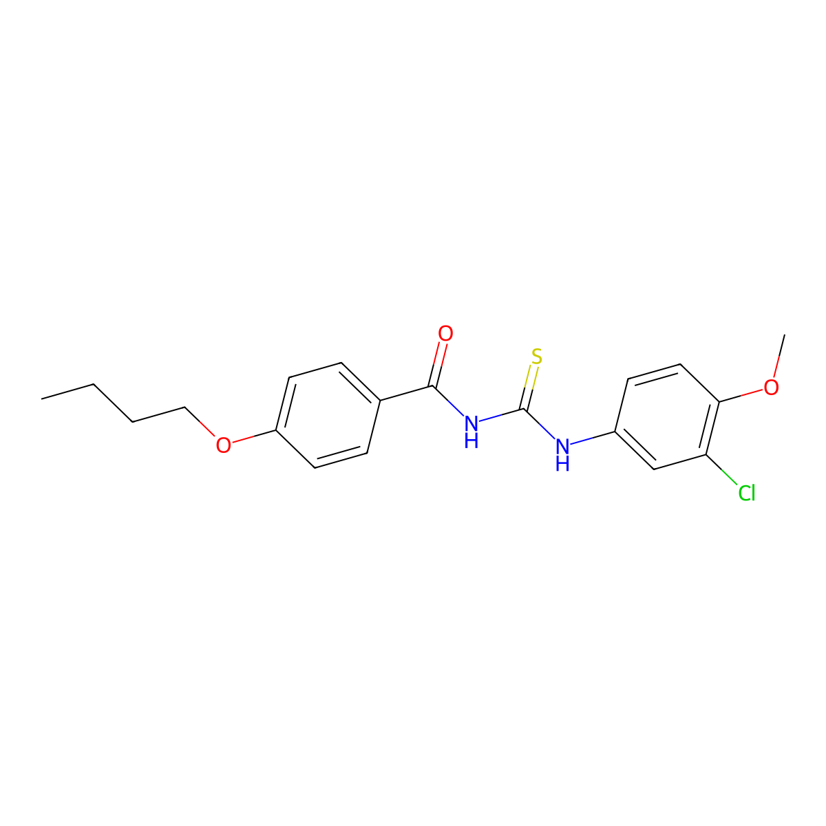 4-butoxy-N-[(3-chloro-4-methoxyphenyl)carbamothioyl]benzamide molecular structure, CAS 428478-39-1