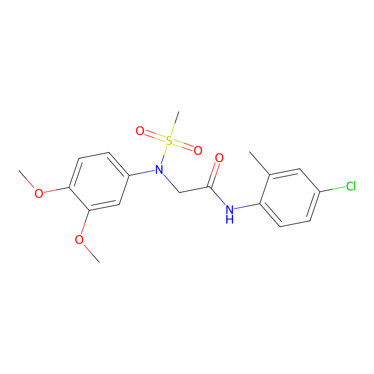 N-(4-chloro-2-methylphenyl)-2-(3,4-dimethoxy-N-methylsulfonylanilino)acetamide molecular structure, CAS 428478-42-6
