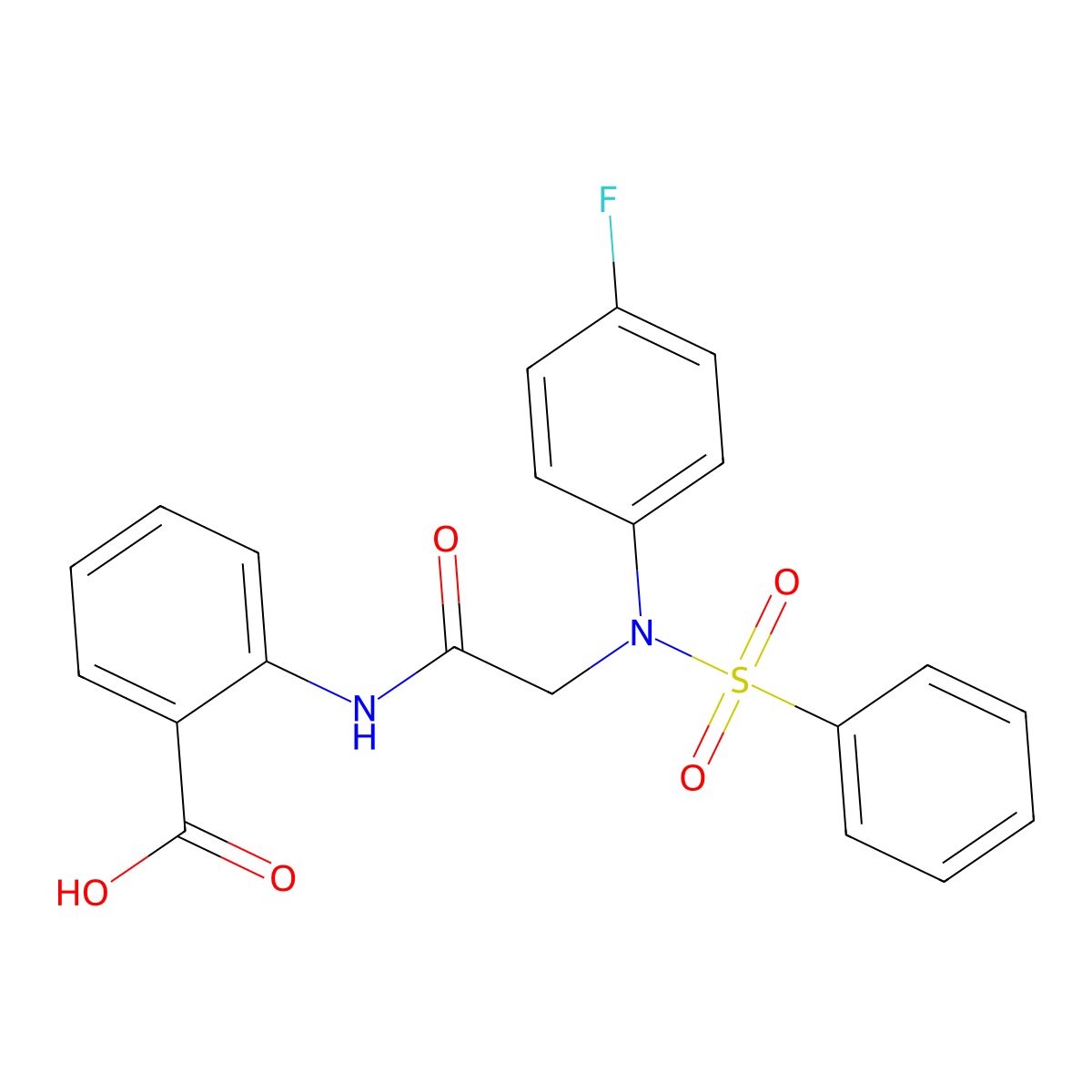 2-{[N-(4-fluorophenyl)-N-(phenylsulfonyl)glycyl]amino}benzoic acid molecular structure, CAS 428478-63-1