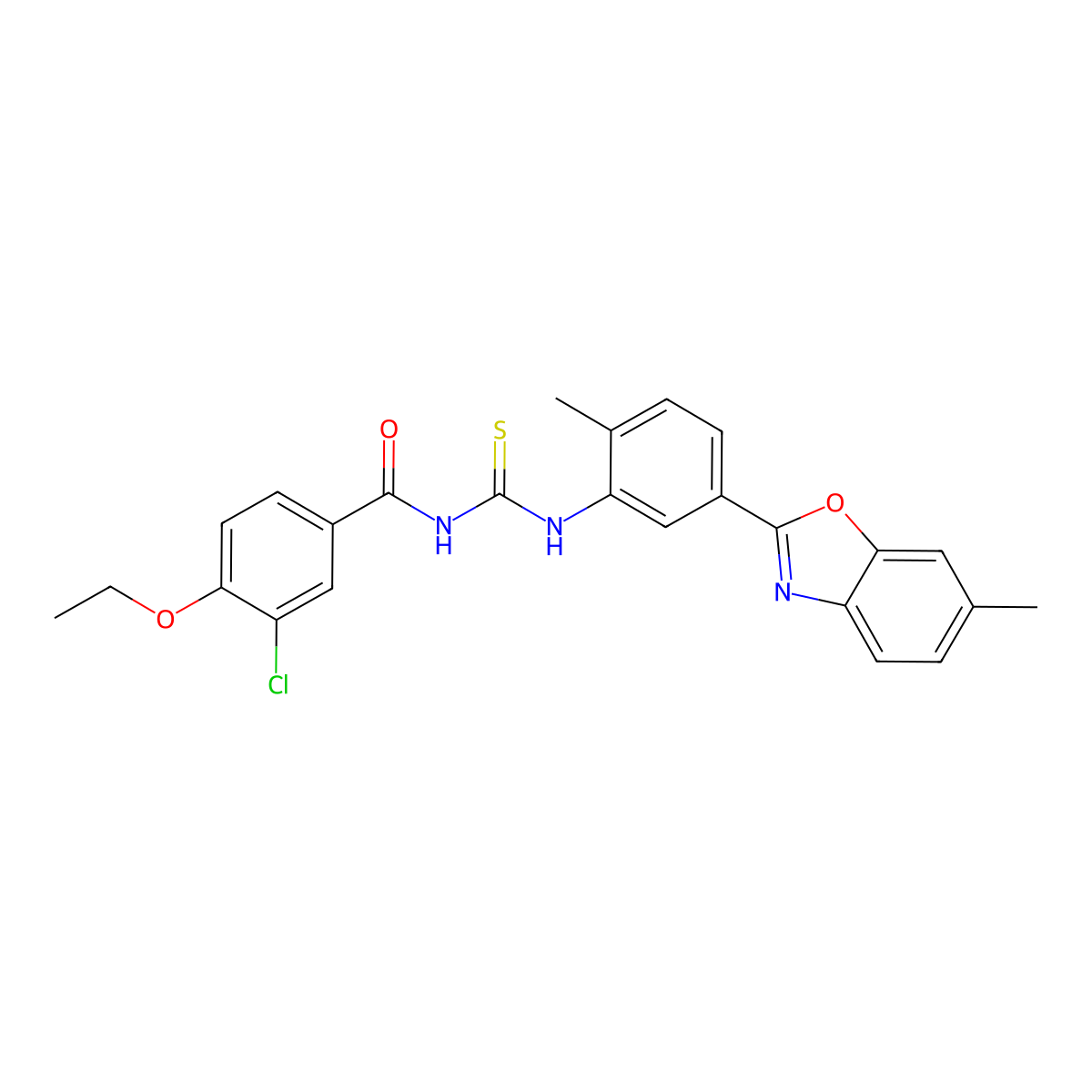3-chloro-4-ethoxy-N-[[2-methyl-5-(6-methyl-1,3-benzoxazol-2-yl)phenyl]carbamothioyl]benzamide molecular structure, CAS 428478-81-3