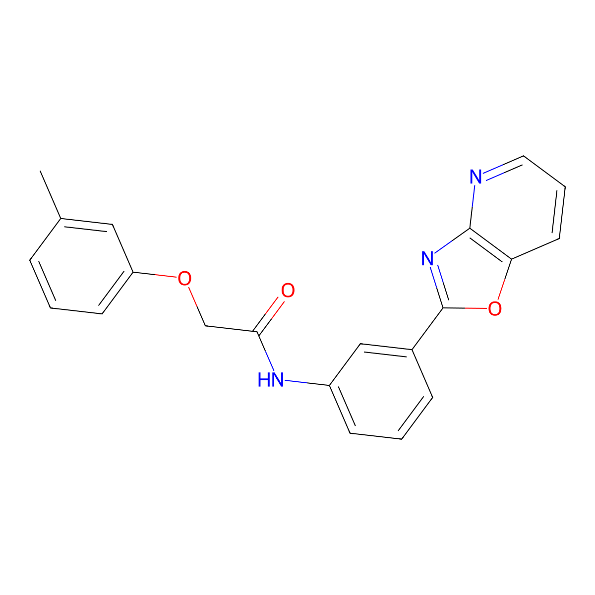 2-(3-methylphenoxy)-N-[3-([1,3]oxazolo[4,5-b]pyridin-2-yl)phenyl]acetamide molecular structure, CAS 428478-91-5