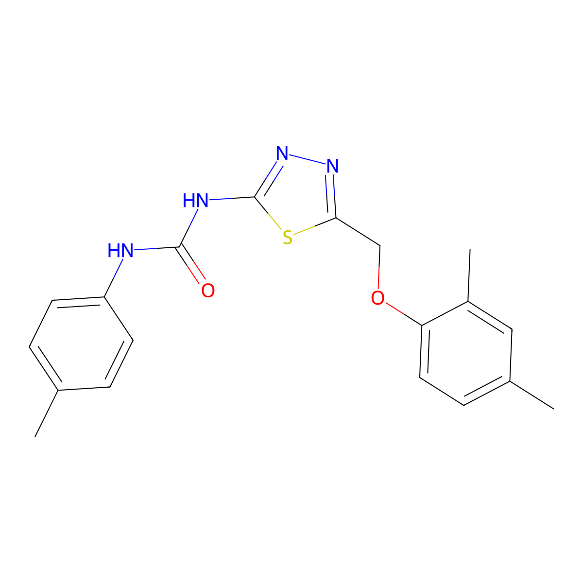 1-{5-[(2,4-Dimethylphenoxy)methyl]-1,3,4-thiadiazol-2-yl}-3-(4-methylphenyl)urea molecular structure, CAS 428478-94-8