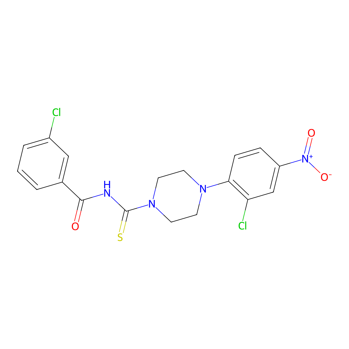 3-chloro-N-[4-(2-chloro-4-nitrophenyl)piperazine-1-carbothioyl]benzamide molecular structure, CAS 428479-07-6