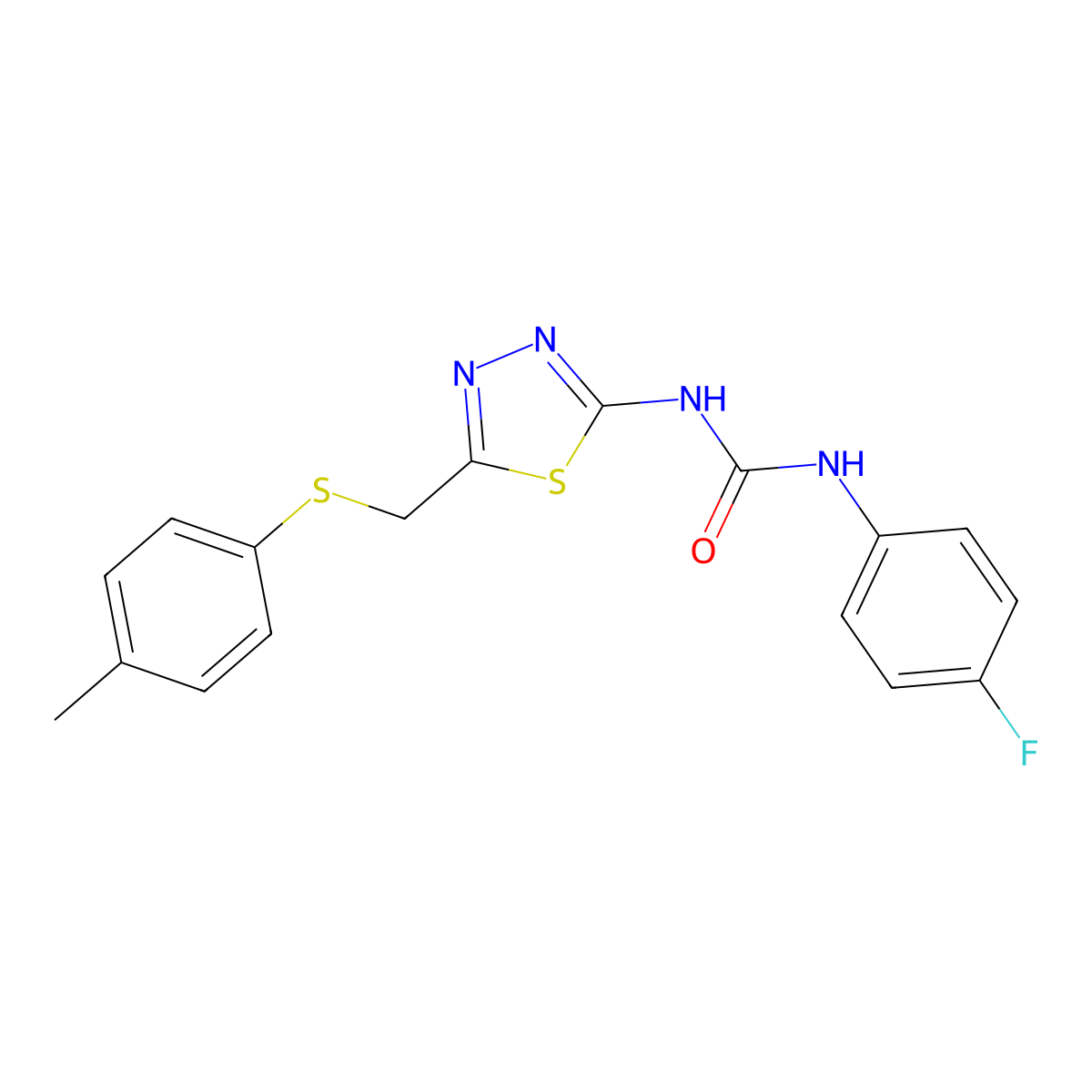 1-(4-Fluorophenyl)-3-(5-{[(4-methylphenyl)sulfanyl]methyl}-1,3,4-thiadiazol-2-yl)urea molecular structure, CAS 428479-16-7