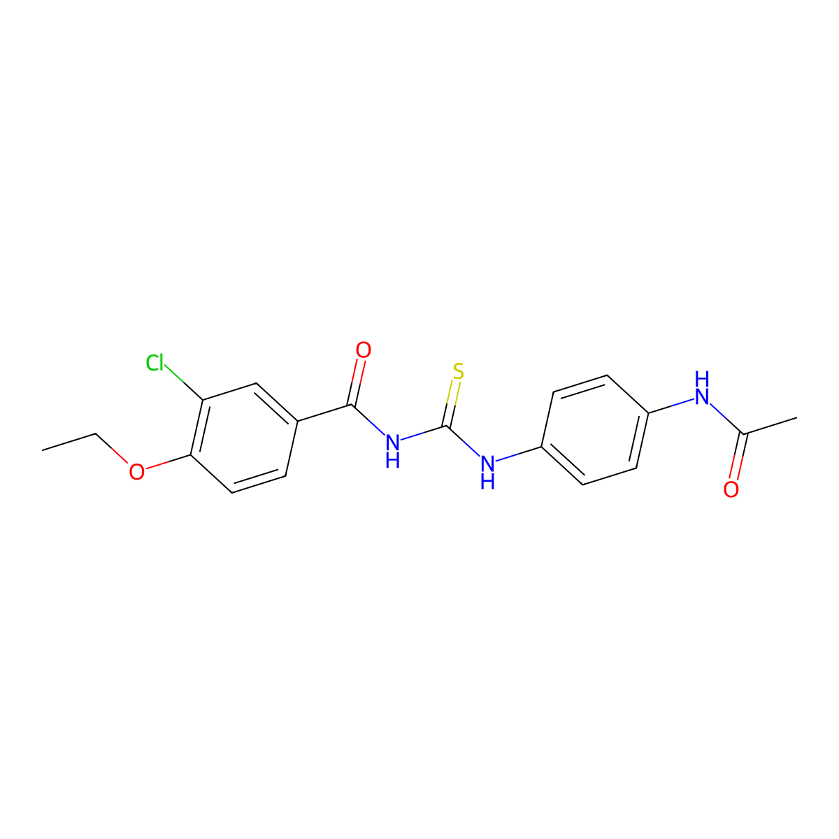 N-[(4-acetamidophenyl)carbamothioyl]-3-chloro-4-ethoxybenzamide molecular structure, CAS 428479-24-7