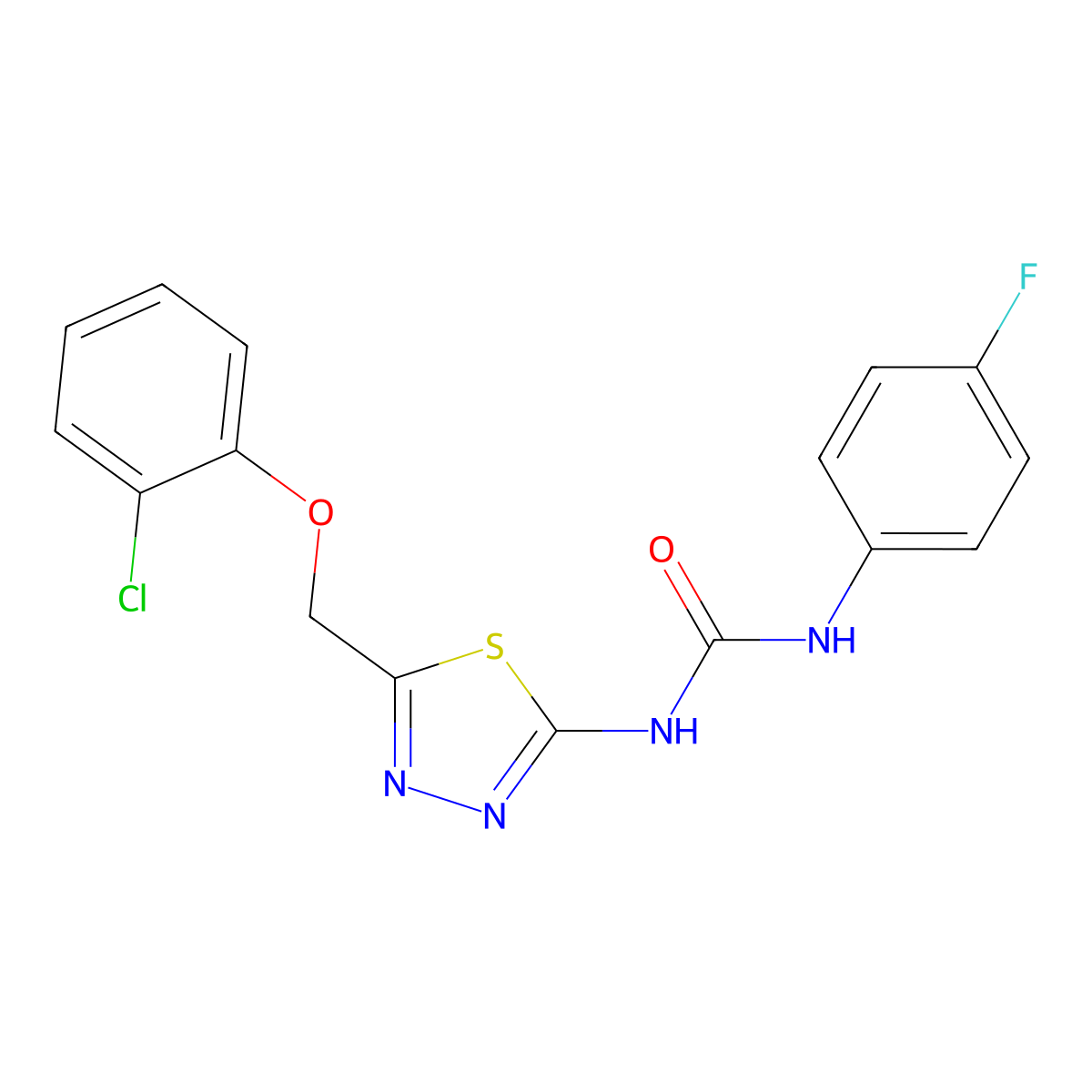 1-{5-[(2-Chlorophenoxy)methyl]-1,3,4-thiadiazol-2-yl}-3-(4-fluorophenyl)urea molecular structure, CAS 428479-31-6