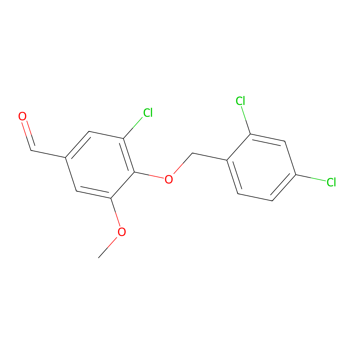 3-Chloro-4-((2,4-dichlorobenzyl)oxy)-5-methoxybenzaldehyde molecular structure, CAS 428479-38-3