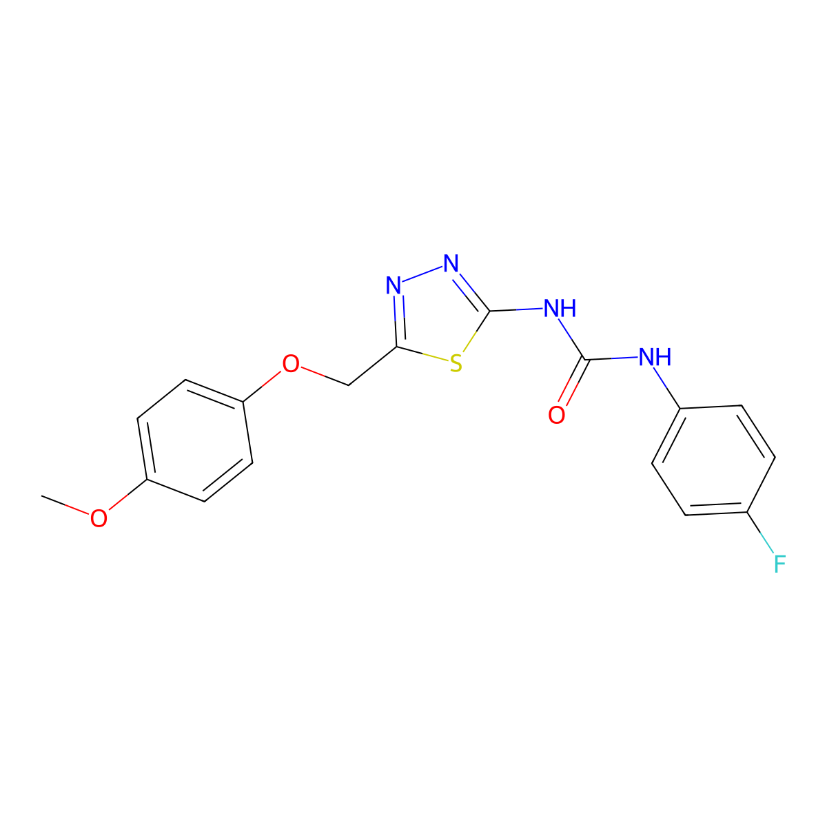 1-(4-Fluorophenyl)-3-[5-[(4-methoxyphenoxy)methyl]-1,3,4-thiadiazol-2-yl]urea molecular structure, CAS 428479-52-1