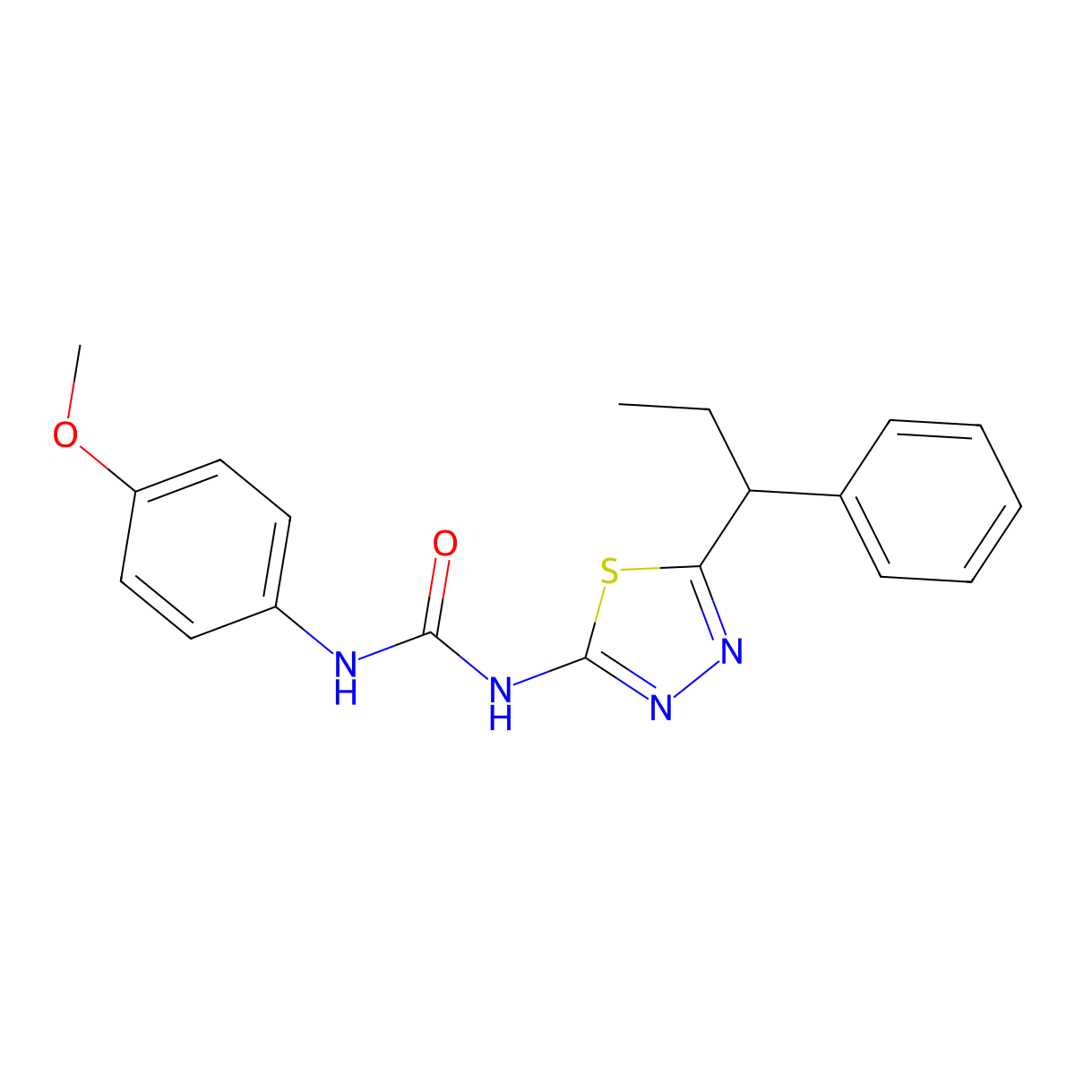 1-(4-Methoxyphenyl)-3-[5-(1-phenylpropyl)-1,3,4-thiadiazol-2-yl]urea molecular structure, CAS 428479-61-2