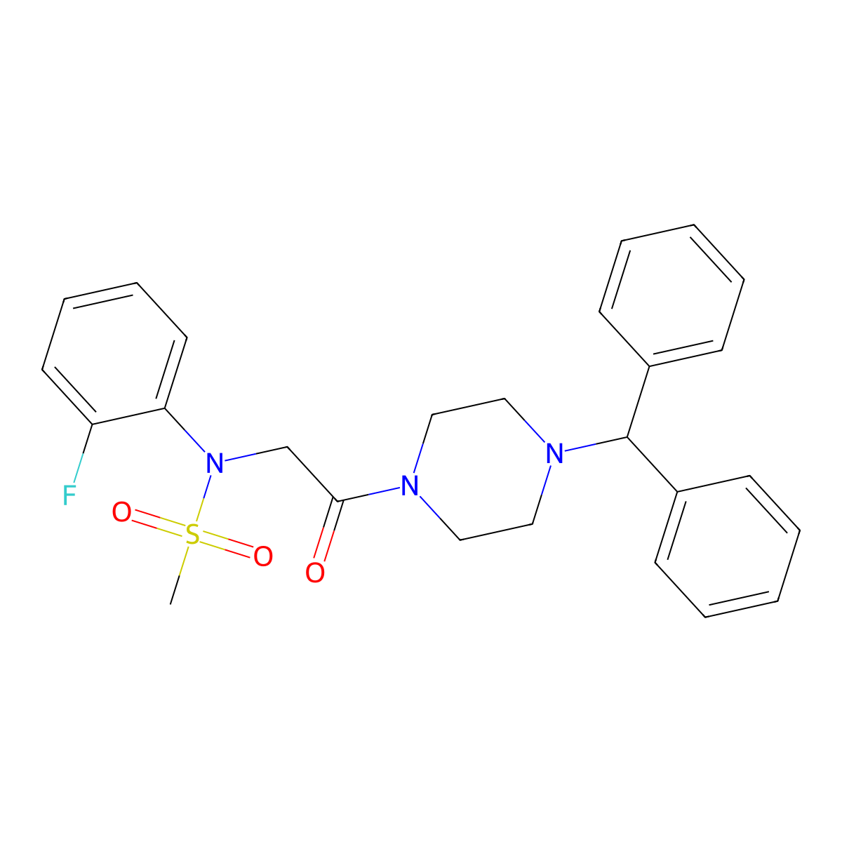 N-[2-(4-benzhydrylpiperazin-1-yl)-2-oxoethyl]-N-(2-fluorophenyl)methanesulfonamide molecular structure, CAS 428479-66-7