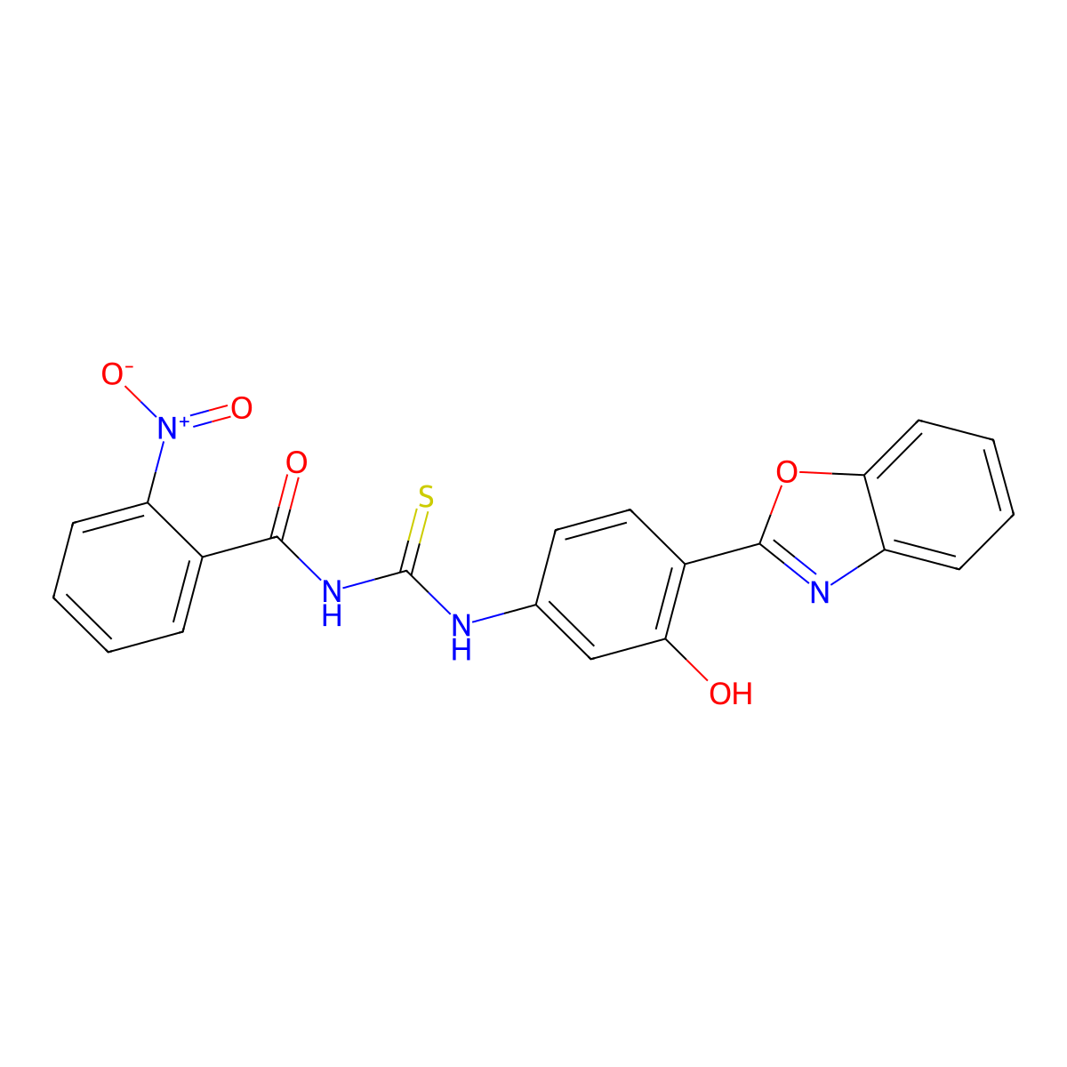 N-{[4-(1,3-benzoxazol-2-yl)-3-hydroxyphenyl]carbamothioyl}-2-nitrobenzamide molecular structure, CAS 428479-78-1