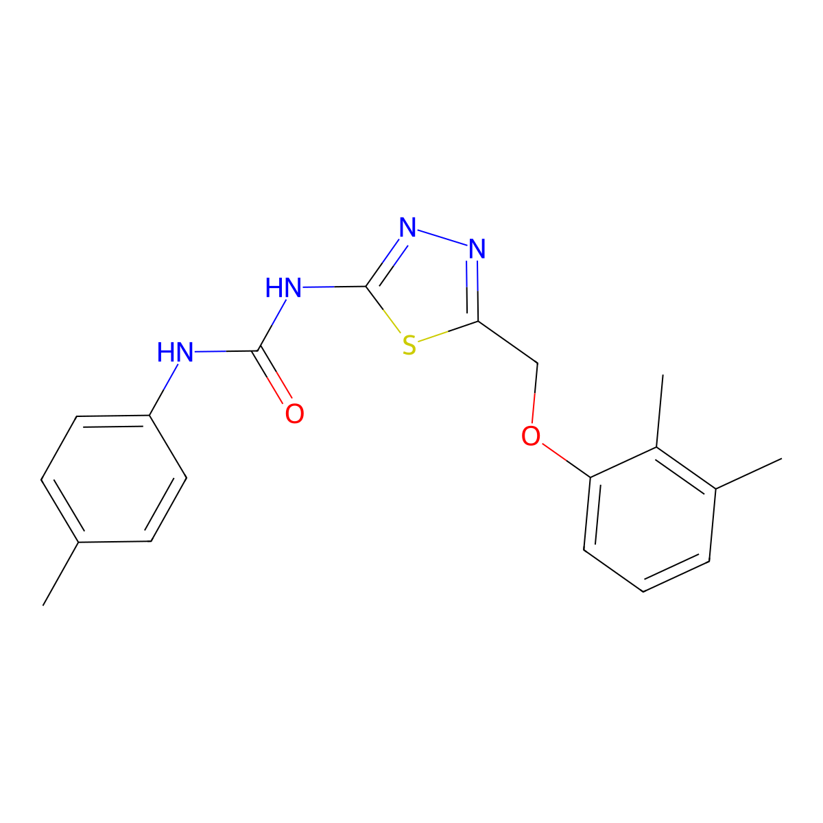 1-{5-[(2,3-Dimethylphenoxy)methyl]-1,3,4-thiadiazol-2-yl}-3-(4-methylphenyl)urea molecular structure, CAS 428479-92-9
