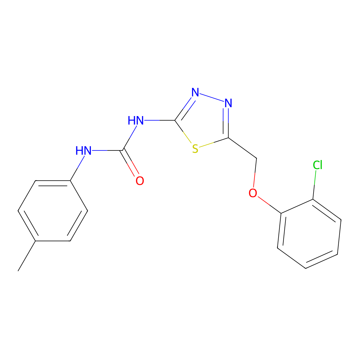 1-{5-[(2-Chlorophenoxy)methyl]-1,3,4-thiadiazol-2-yl}-3-(4-methylphenyl)urea molecular structure, CAS 428480-28-8