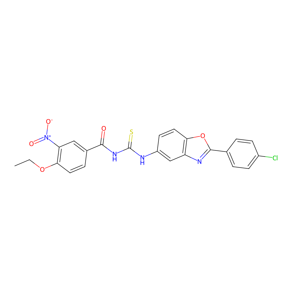 N-[[2-(4-chlorophenyl)-1,3-benzoxazol-5-yl]carbamothioyl]-4-ethoxy-3-nitrobenzamide molecular structure, CAS 428480-31-3