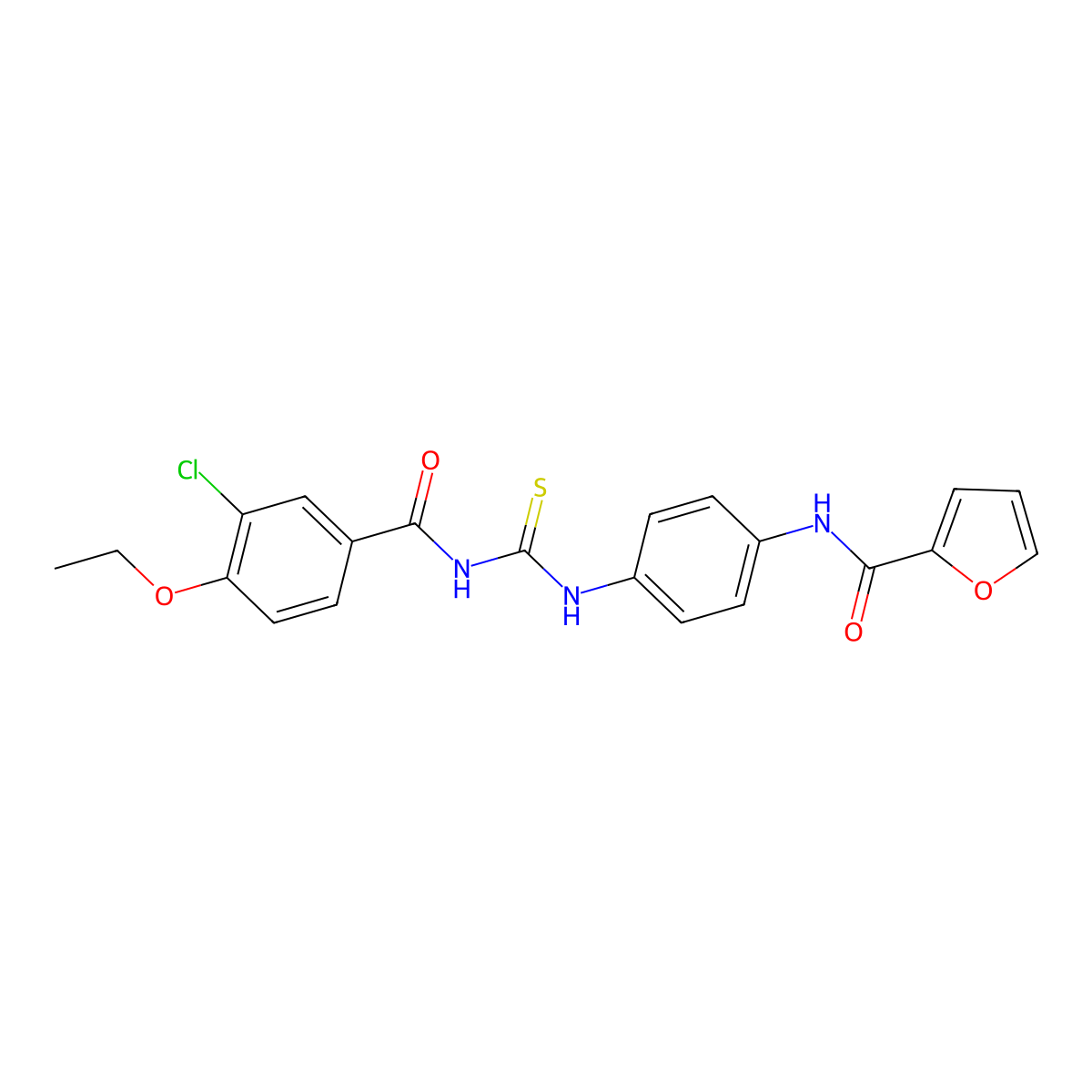 N-[4-[(3-chloro-4-ethoxybenzoyl)carbamothioylamino]phenyl]furan-2-carboxamide molecular structure, CAS 428480-33-5
