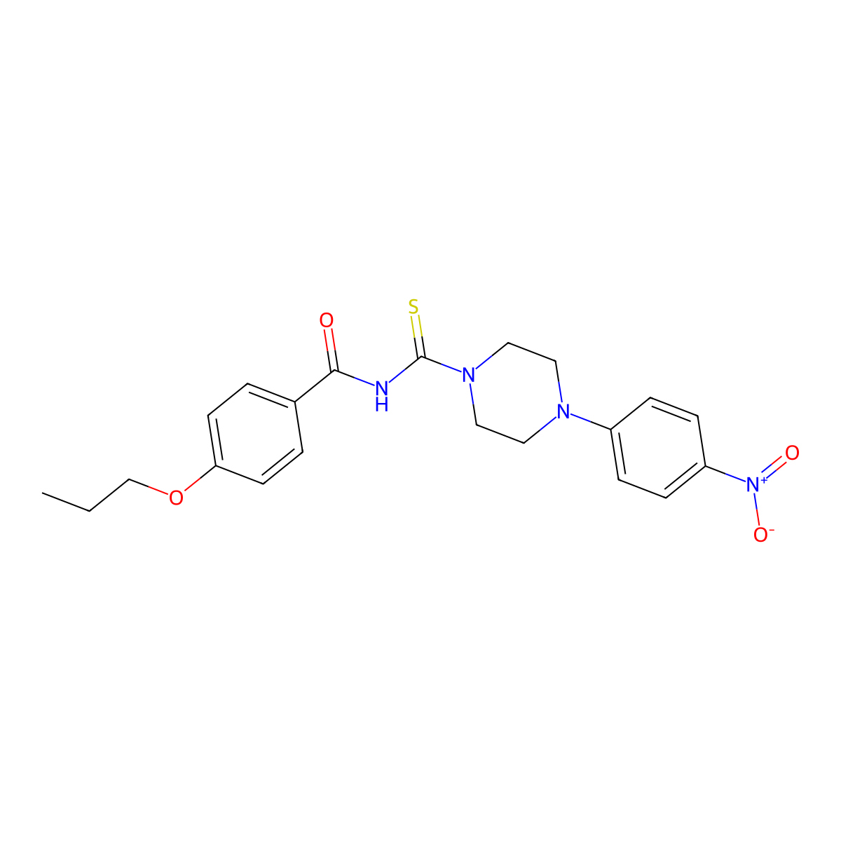 N-[4-(4-nitrophenyl)piperazine-1-carbothioyl]-4-propoxybenzamide molecular structure, CAS 428480-37-9