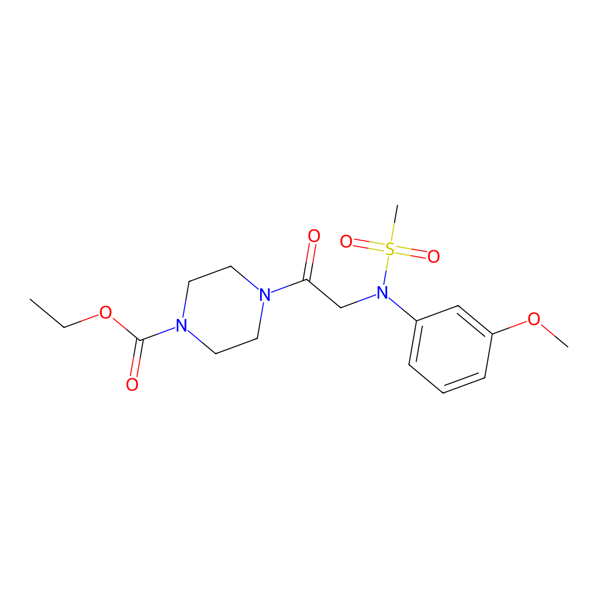 Ethyl 4-{[3-methoxy(methylsulfonyl)anilino]acetyl}-1-piperazinecarboxylate molecular structure, CAS 428480-64-2