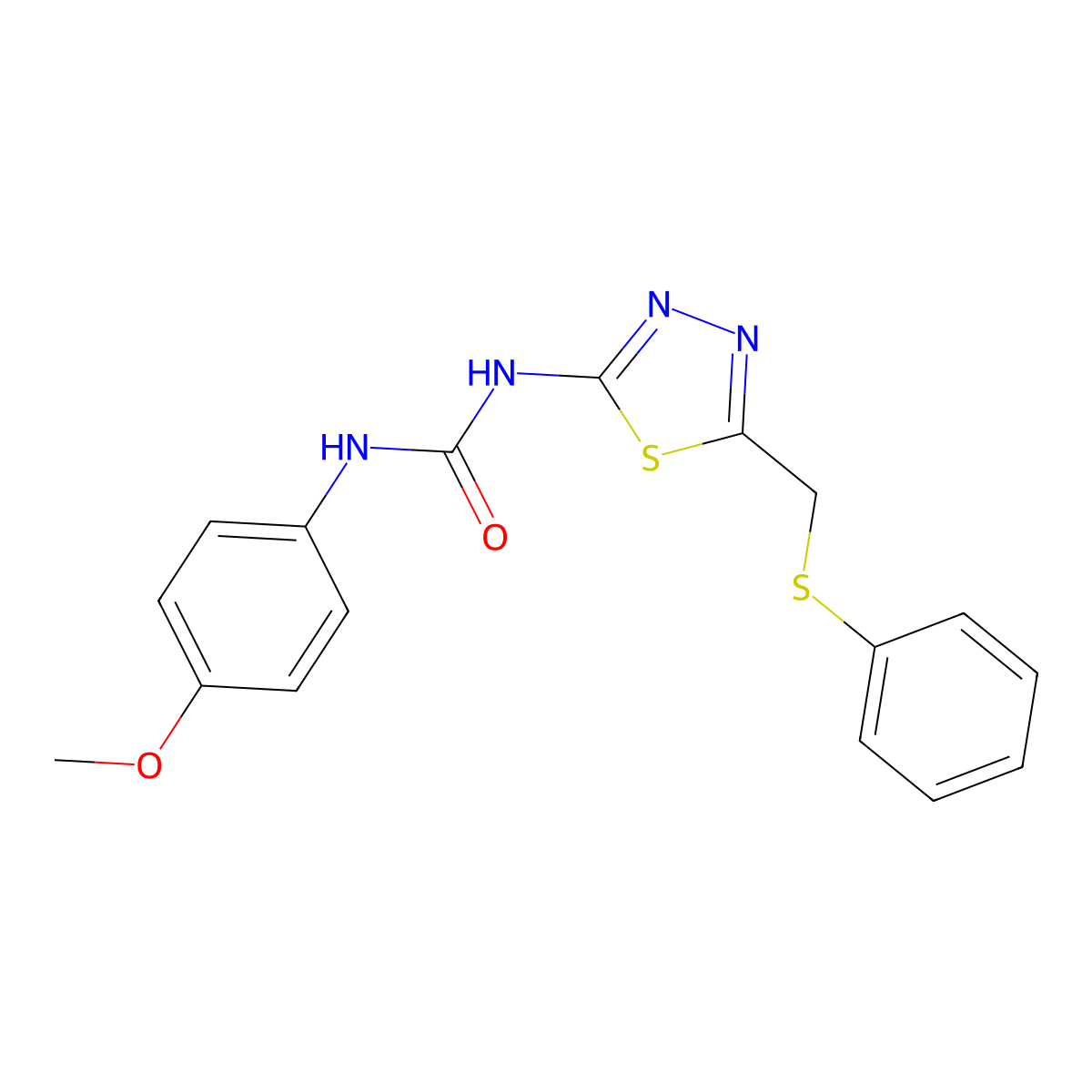 1-(4-Methoxyphenyl)-3-{5-[(phenylsulfanyl)methyl]-1,3,4-thiadiazol-2-yl}urea molecular structure, CAS 428480-72-2