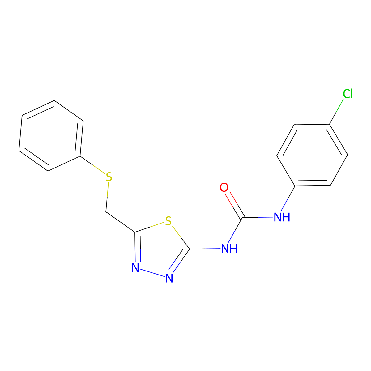 1-(4-Chlorophenyl)-3-{5-[(phenylsulfanyl)methyl]-1,3,4-thiadiazol-2-yl}urea molecular structure, CAS 428480-89-1