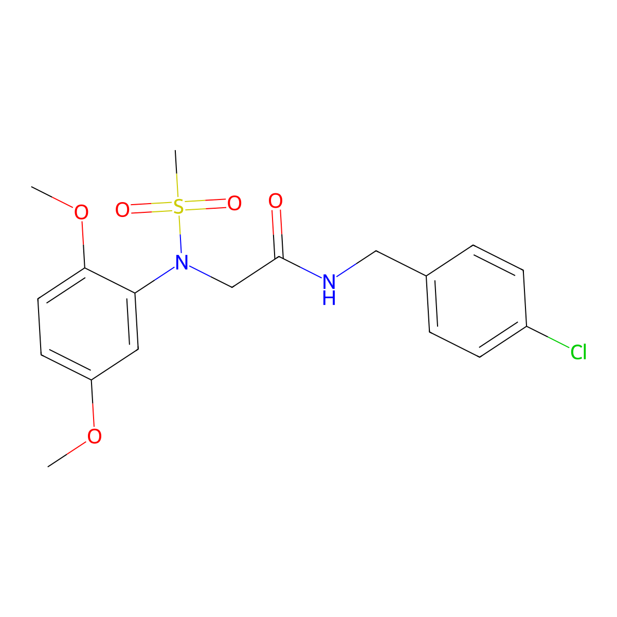 N-[(4-chlorophenyl)methyl]-2-(2,5-dimethoxy-N-methylsulfonylanilino)acetamide molecular structure, CAS 428481-55-4