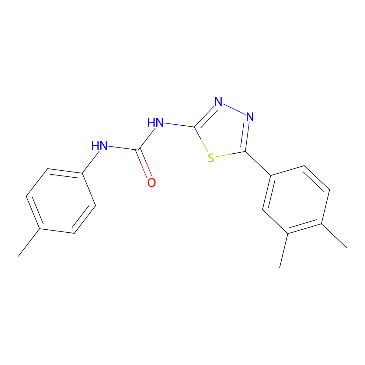 1-[5-(3,4-Dimethylphenyl)-1,3,4-thiadiazol-2-yl]-3-(4-methylphenyl)urea molecular structure, CAS 428481-57-6