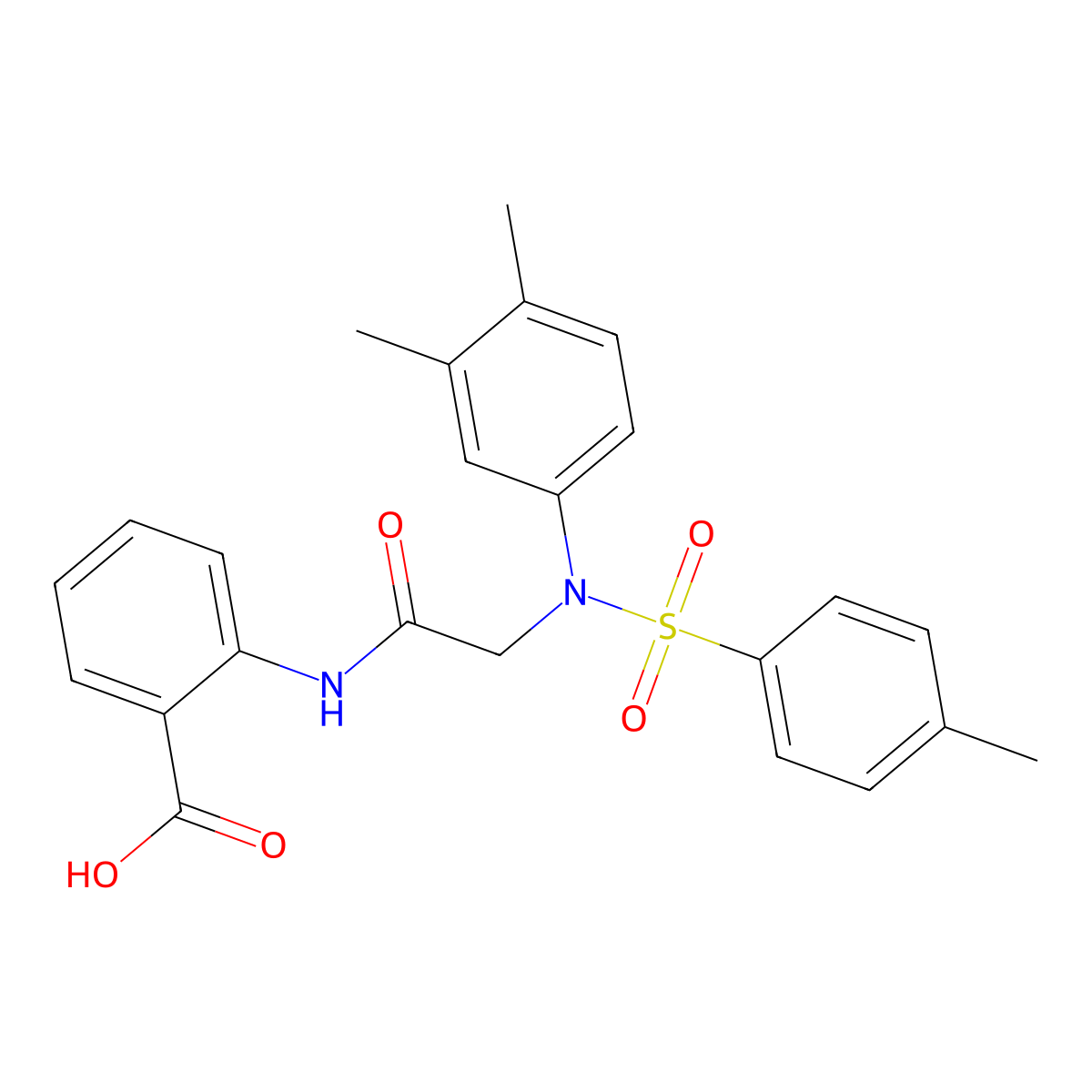 2-({N-(3,4-dimethylphenyl)-N-[(4-methylphenyl)sulfonyl]glycyl}amino)benzoic acid molecular structure, CAS 428481-59-8