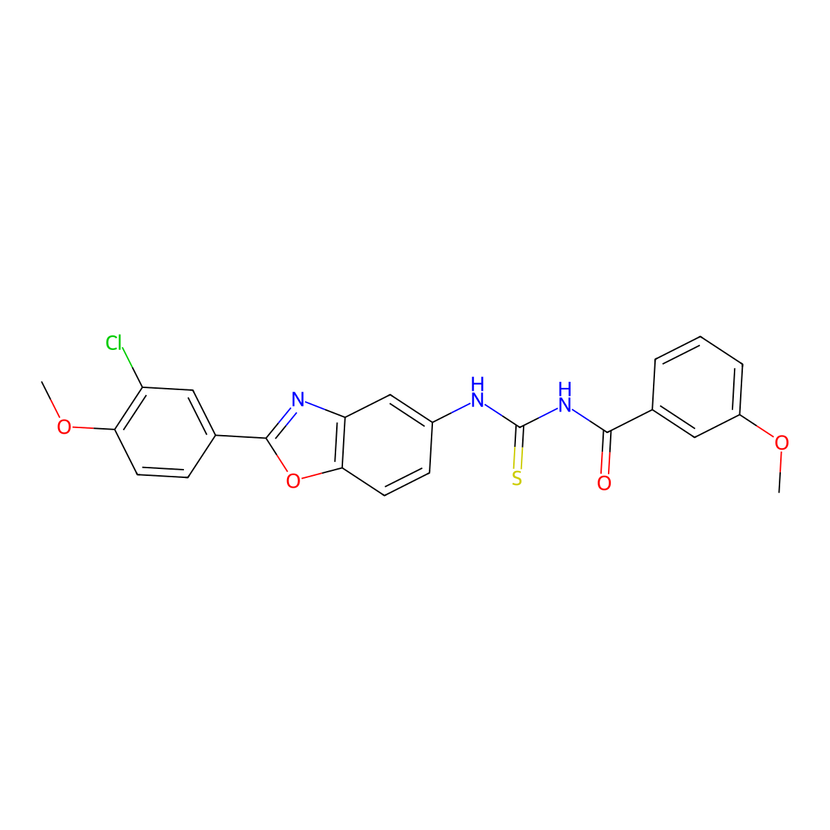 N-[[2-(3-chloro-4-methoxyphenyl)-1,3-benzoxazol-5-yl]carbamothioyl]-3-methoxybenzamide molecular structure, CAS 428481-67-8