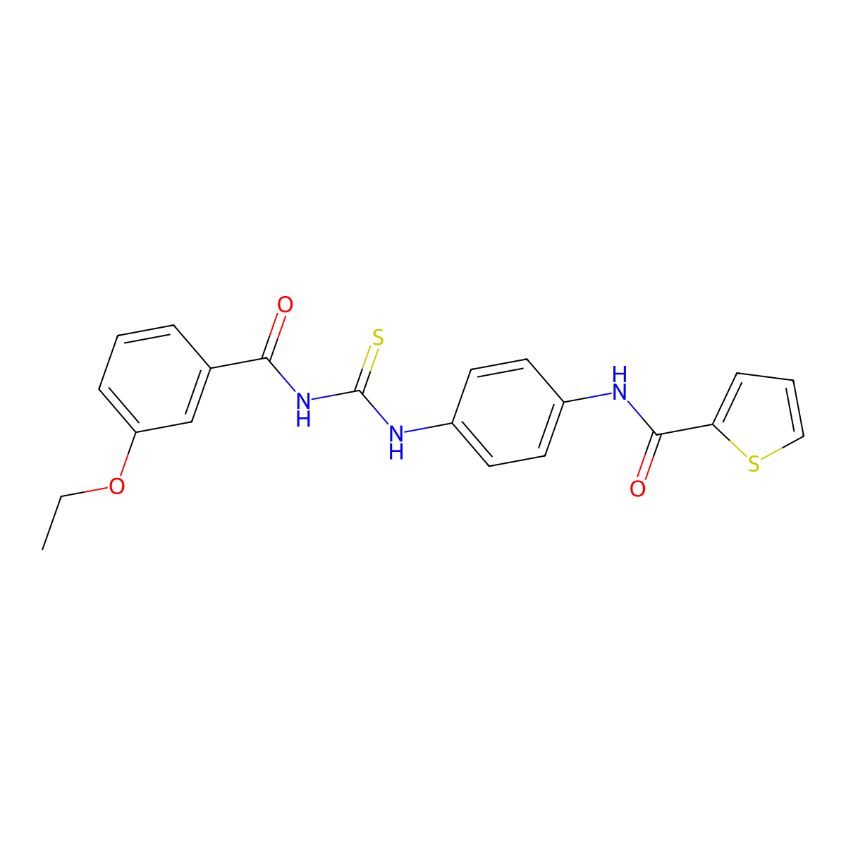 N-[4-[(3-ethoxybenzoyl)carbamothioylamino]phenyl]thiophene-2-carboxamide molecular structure, CAS 428481-79-2