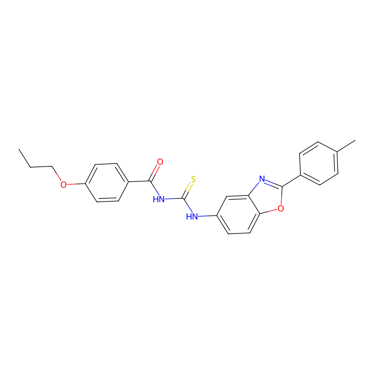 N-[[2-(4-methylphenyl)-1,3-benzoxazol-5-yl]carbamothioyl]-4-propoxybenzamide molecular structure, CAS 428481-88-3