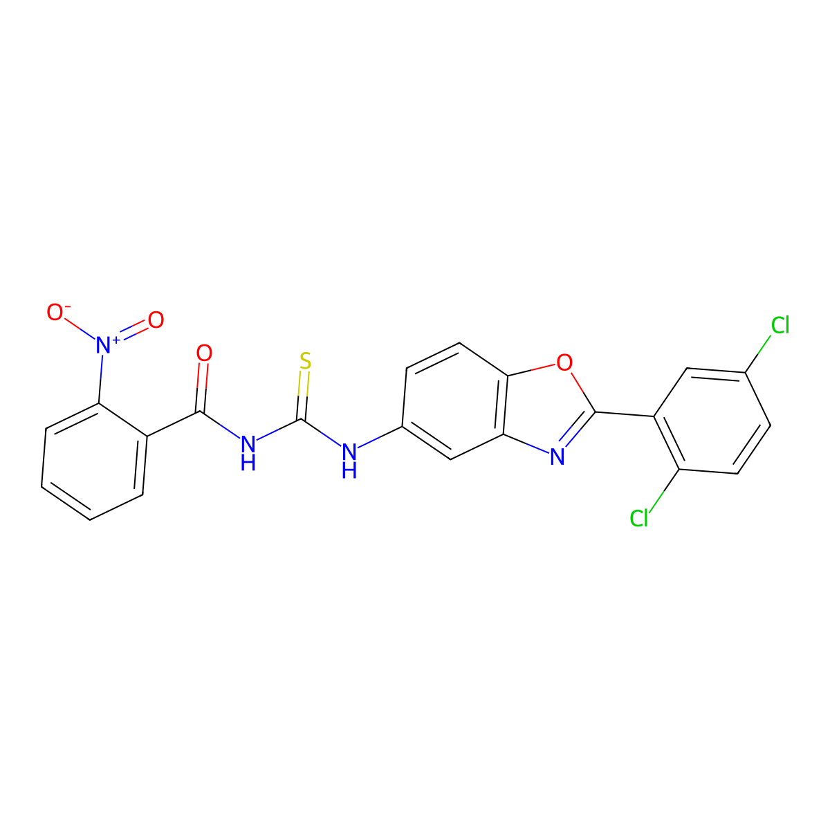N-[[2-(2,5-dichlorophenyl)-1,3-benzoxazol-5-yl]carbamothioyl]-2-nitrobenzamide molecular structure, CAS 428482-02-4