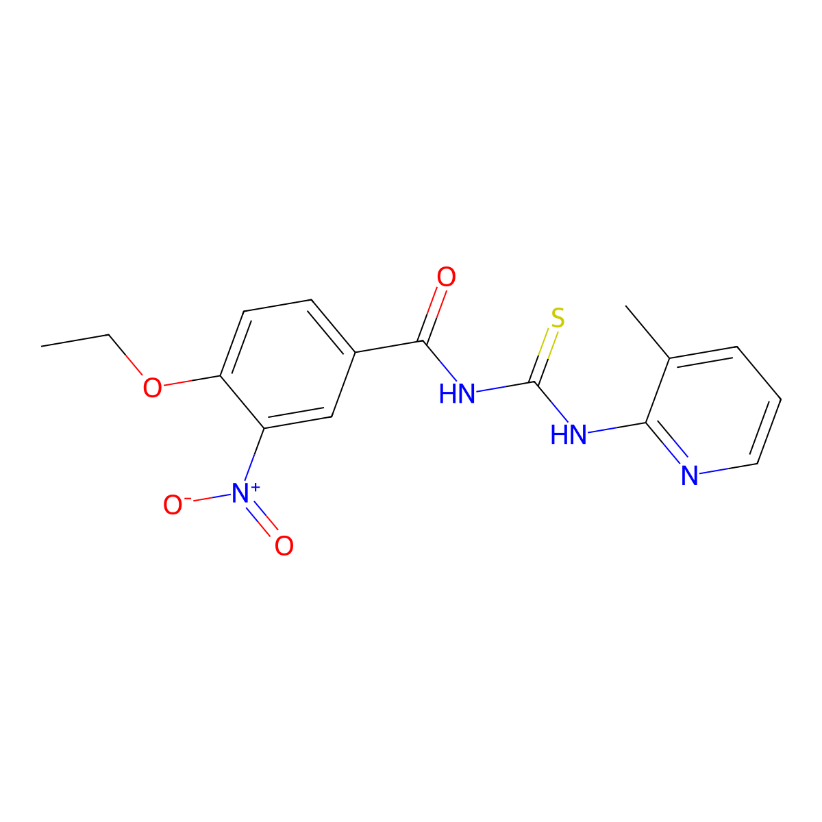 4-ethoxy-N-[(3-methylpyridin-2-yl)carbamothioyl]-3-nitrobenzamide molecular structure, CAS 428482-08-0