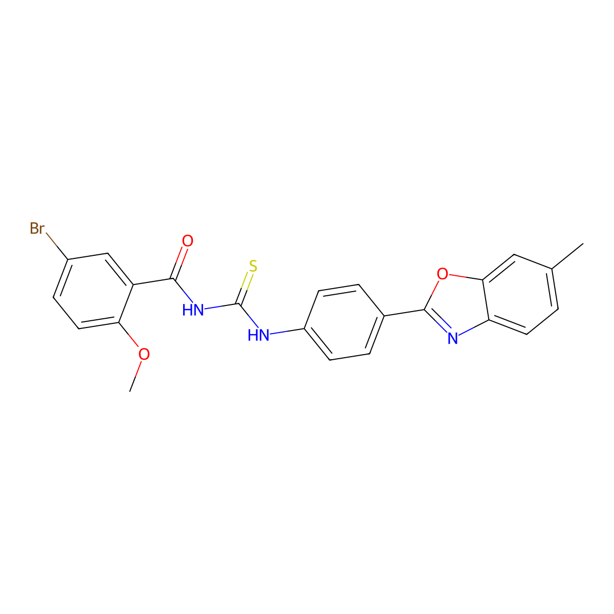 5-bromo-2-methoxy-N-[[4-(6-methyl-1,3-benzoxazol-2-yl)phenyl]carbamothioyl]benzamide molecular structure, CAS 428482-09-1