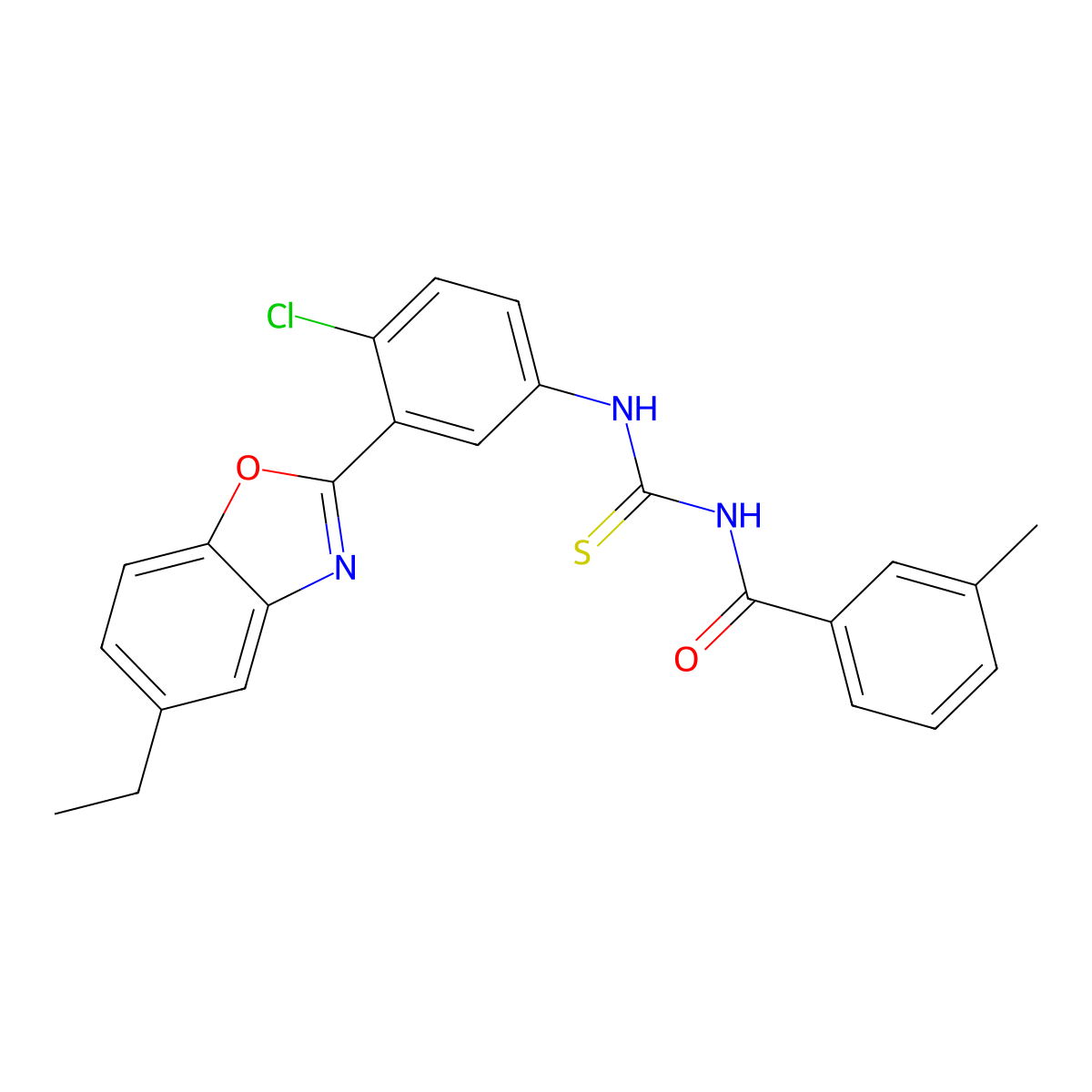 N-[[4-chloro-3-(5-ethyl-1,3-benzoxazol-2-yl)phenyl]carbamothioyl]-3-methylbenzamide molecular structure, CAS 428482-11-5