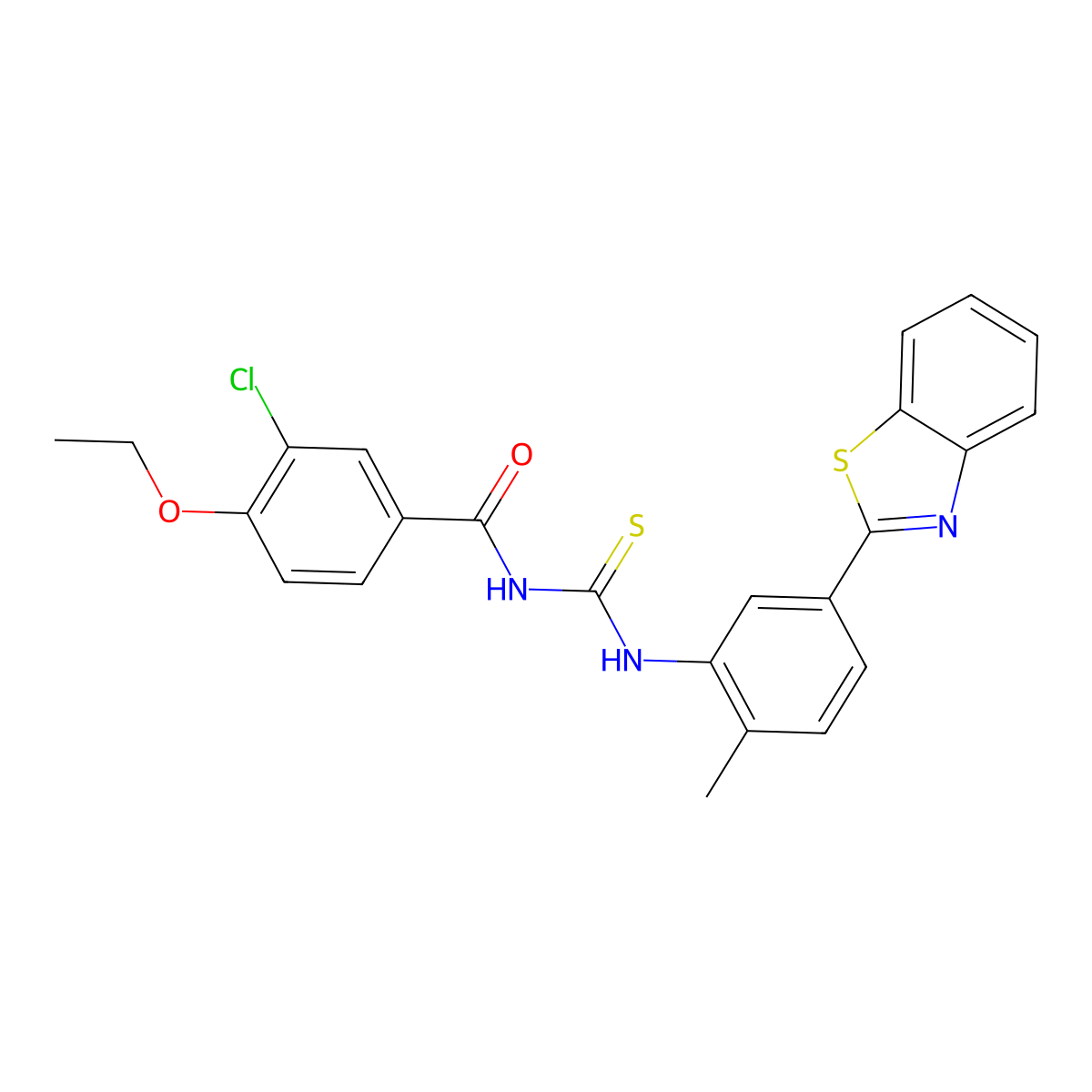 N-[[5-(1,3-benzothiazol-2-yl)-2-methylphenyl]carbamothioyl]-3-chloro-4-ethoxybenzamide molecular structure, CAS 428482-24-0