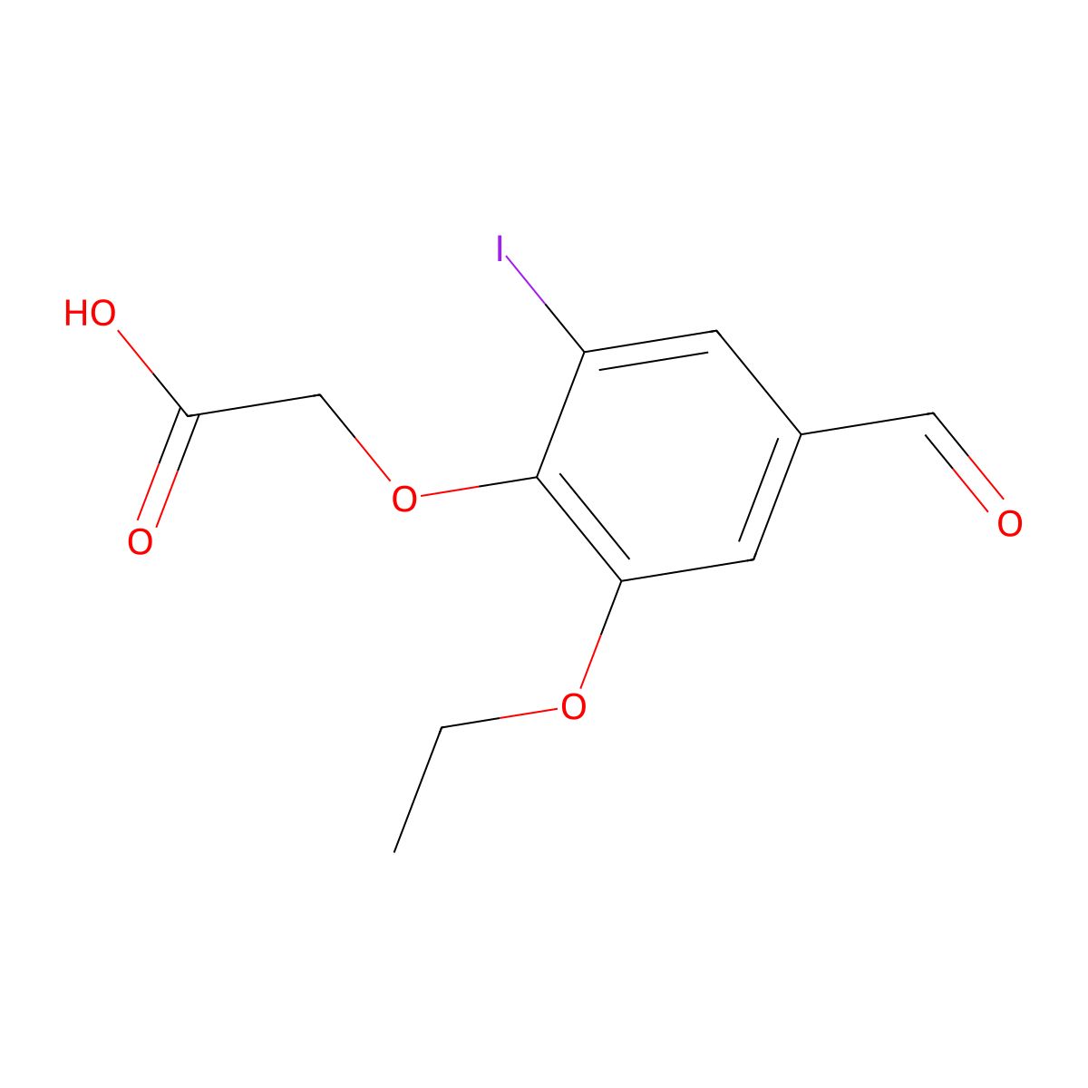 (2-Ethoxy-4-formyl-6-iodophenoxy)acetic acid molecular structure, CAS 428482-36-4