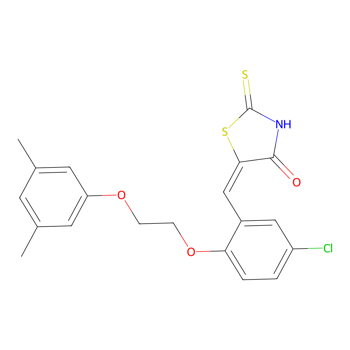 5-[[5-Chloro-2-[2-(3,5-dimethylphenoxy)ethoxy]phenyl]methylene]-2-thioxo-4-thiazolidinone molecular structure, CAS 428482-56-8