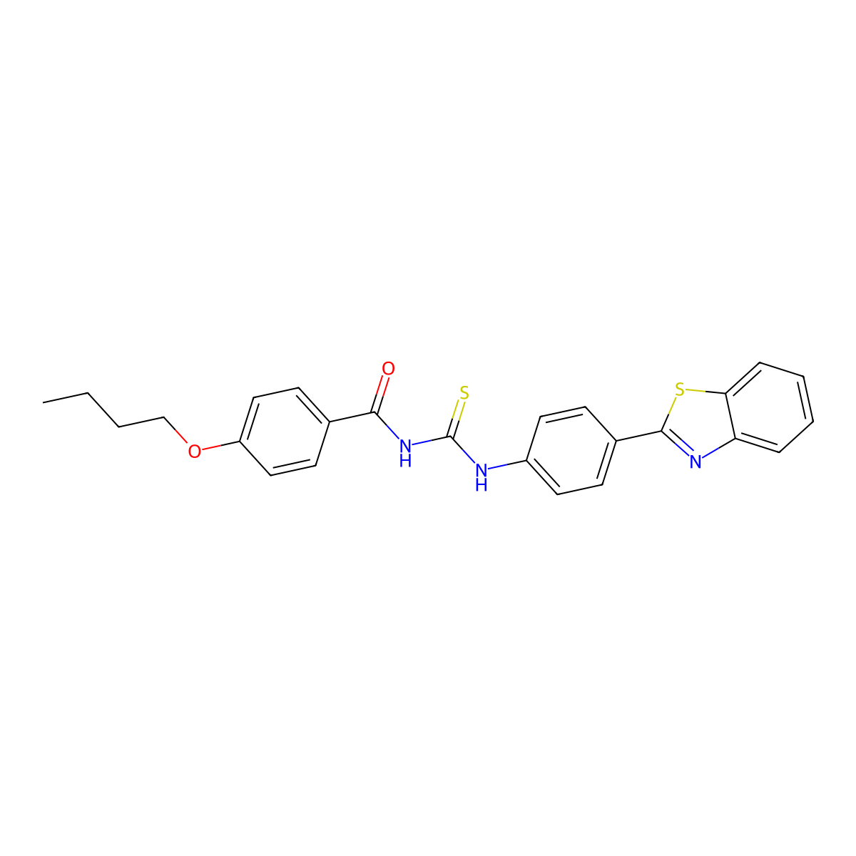 N-[[4-(1,3-benzothiazol-2-yl)phenyl]carbamothioyl]-4-butoxybenzamide molecular structure, CAS 428482-60-4