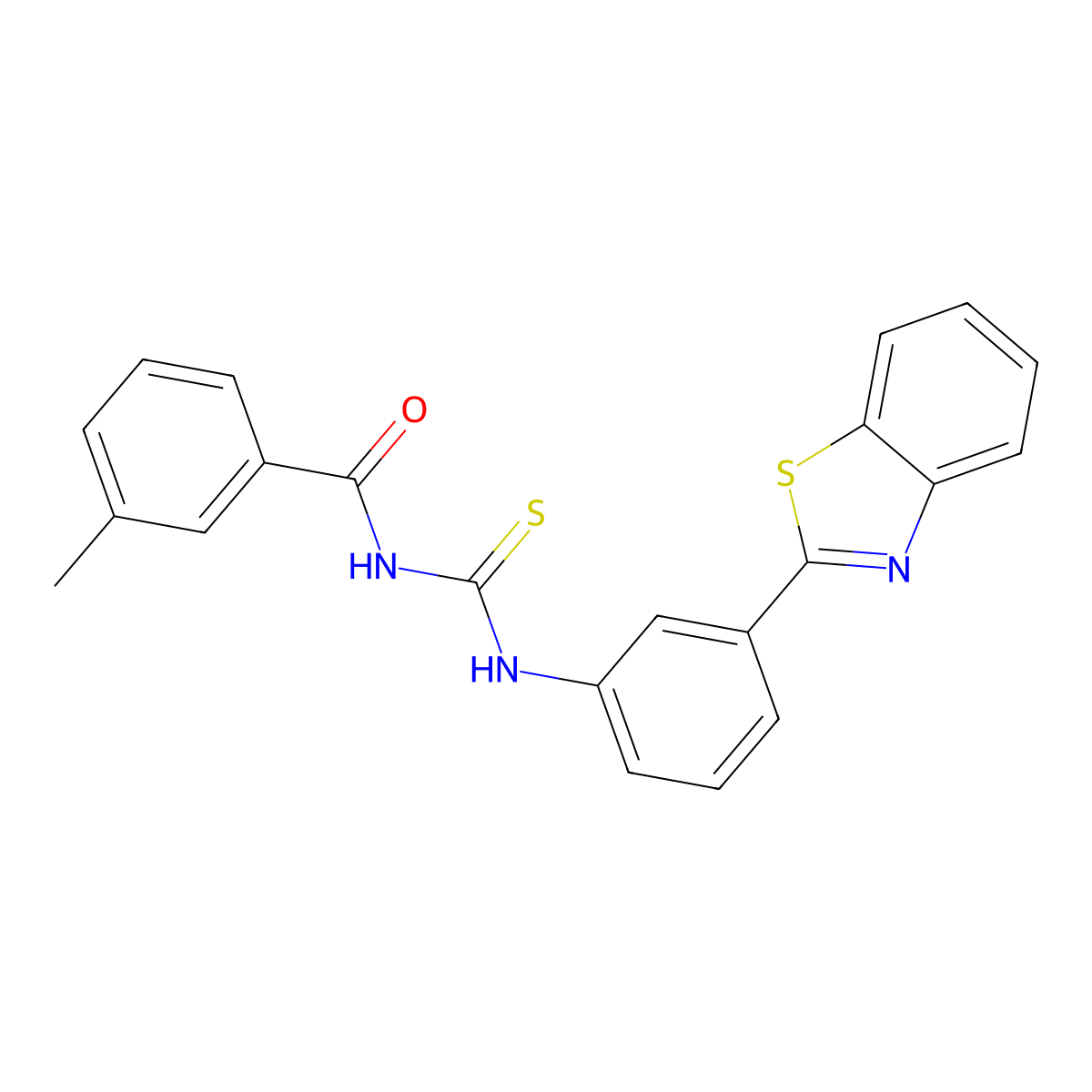 N-[[3-(1,3-benzothiazol-2-yl)phenyl]carbamothioyl]-3-methylbenzamide molecular structure, CAS 428482-64-8