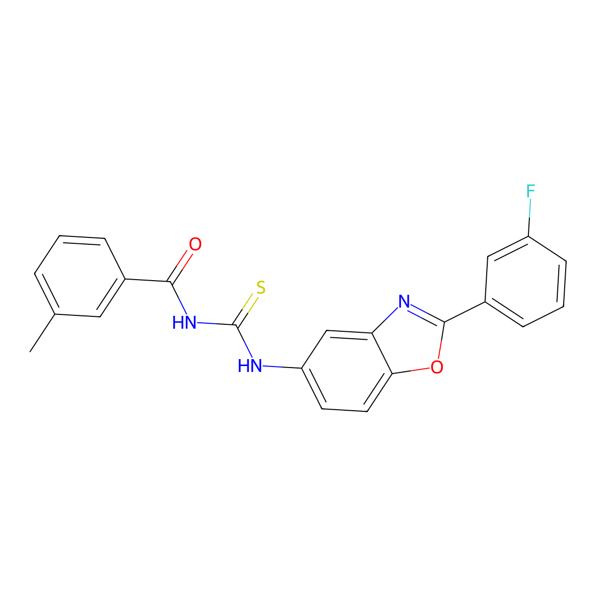 N-[[2-(3-fluorophenyl)-1,3-benzoxazol-5-yl]carbamothioyl]-3-methylbenzamide molecular structure, CAS 428482-72-8
