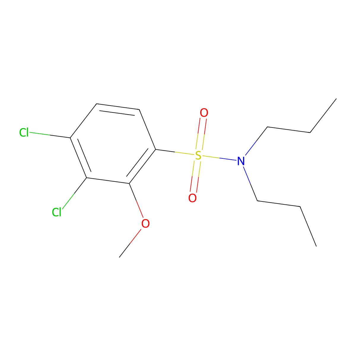3,4-dichloro-2-methoxy-N,N-dipropylbenzenesulfonamide molecular structure, CAS 428482-74-0