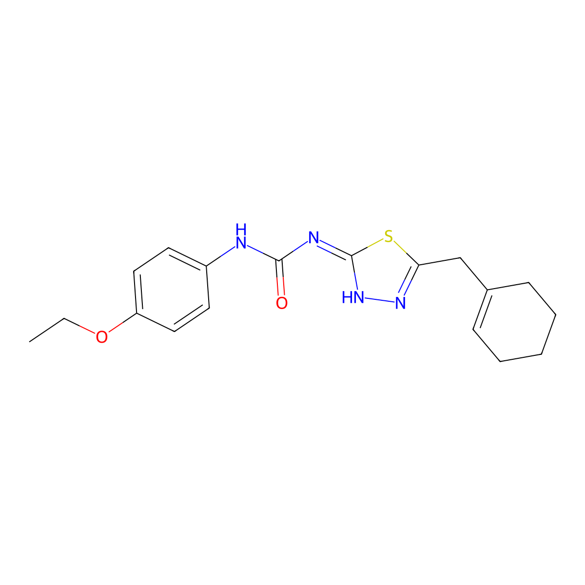 1-[5-(Cyclohexen-1-ylmethyl)-1,3,4-thiadiazol-2-yl]-3-(4-ethoxyphenyl)urea molecular structure, CAS 428482-79-5