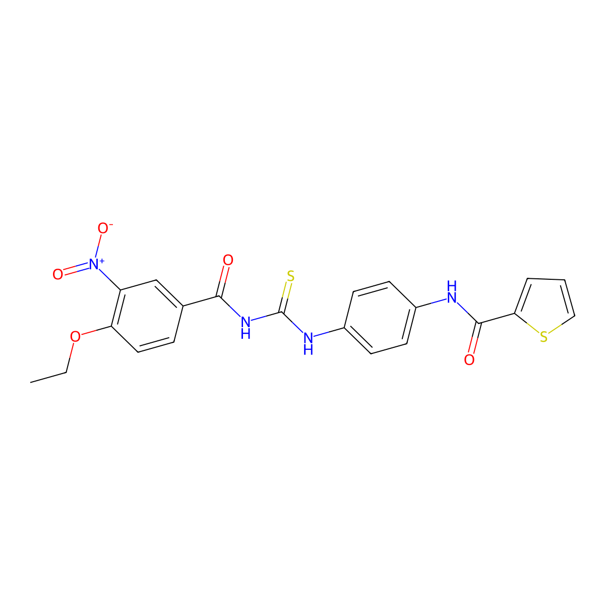 N-[4-[(4-ethoxy-3-nitrobenzoyl)carbamothioylamino]phenyl]thiophene-2-carboxamide molecular structure, CAS 428482-84-2