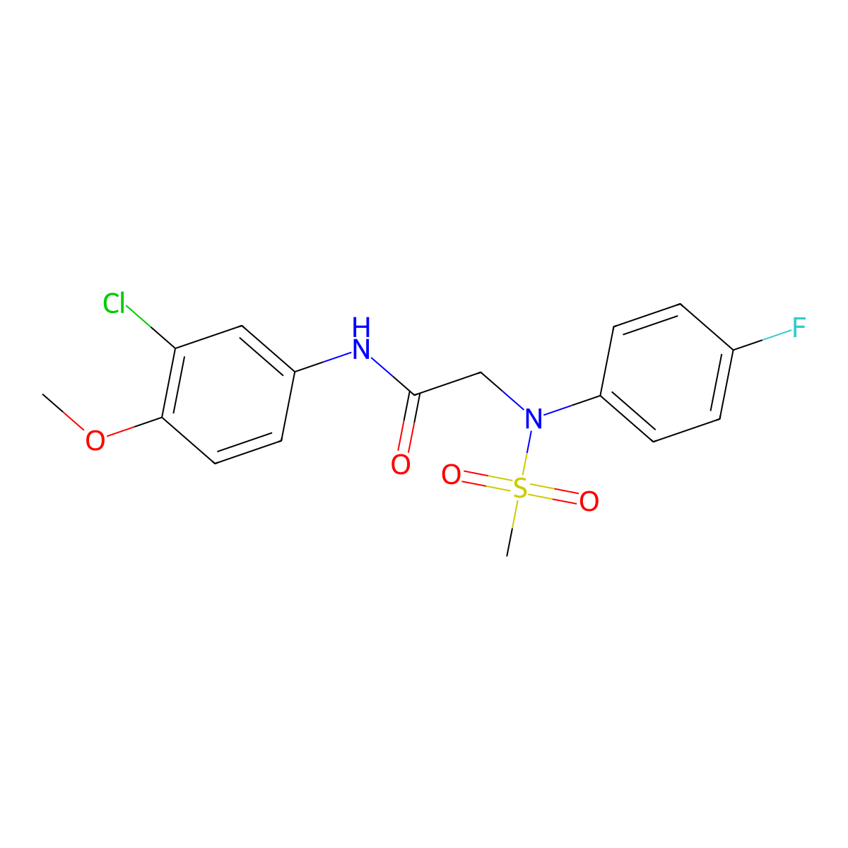N-(3-chloro-4-methoxyphenyl)-2-[4-fluoro(methylsulfonyl)anilino]acetamide molecular structure, CAS 428483-01-6
